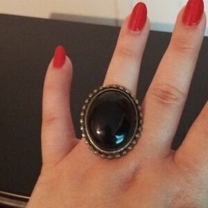 Vintage Black Stone Ring Size 7